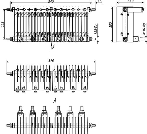 Габаритные, установочные и присоединительные размеры МД 16-800-4
